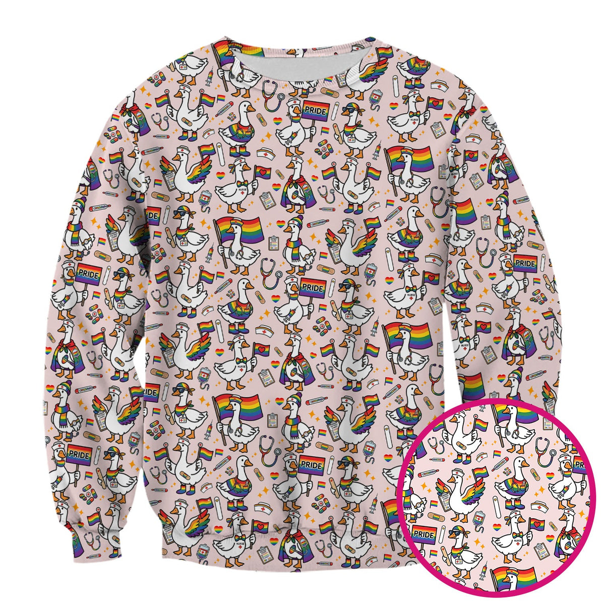 LGBT Pride Nurse Duck Scrub Top