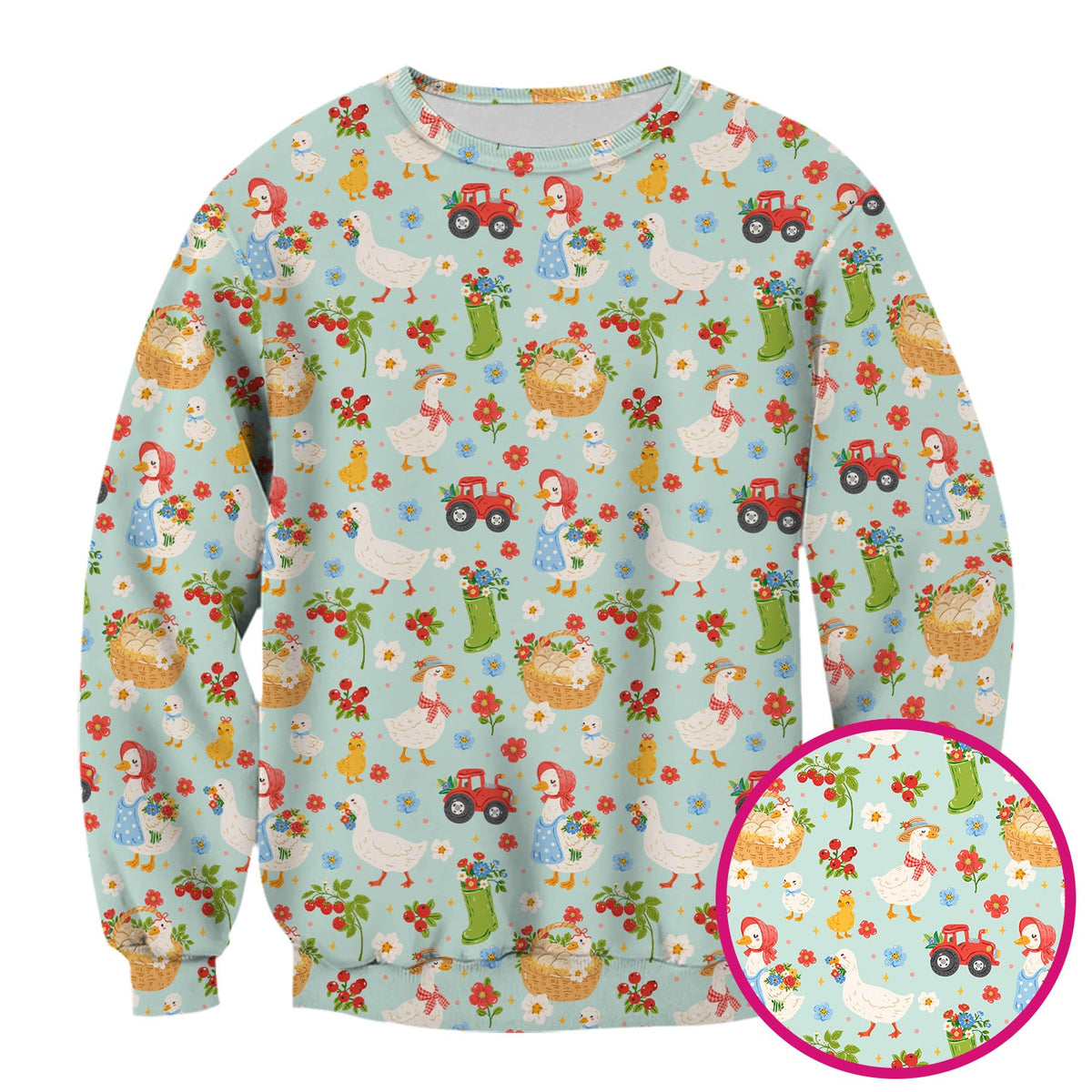 Farm Duck Chicken Tractor Flower Basket Nurse Scrub Top