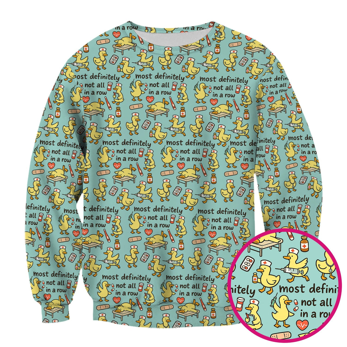 Funny Nurse Duck Medical Humor Pattern Scrub Top, Comfortable Scrubs for Nurses