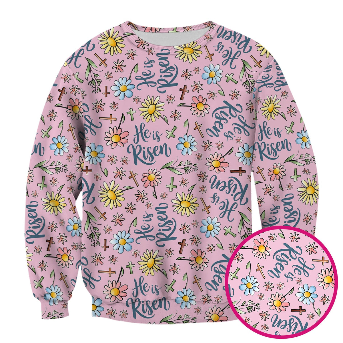Risen Cross Flower Nurse Scrub Top - Easter Gift