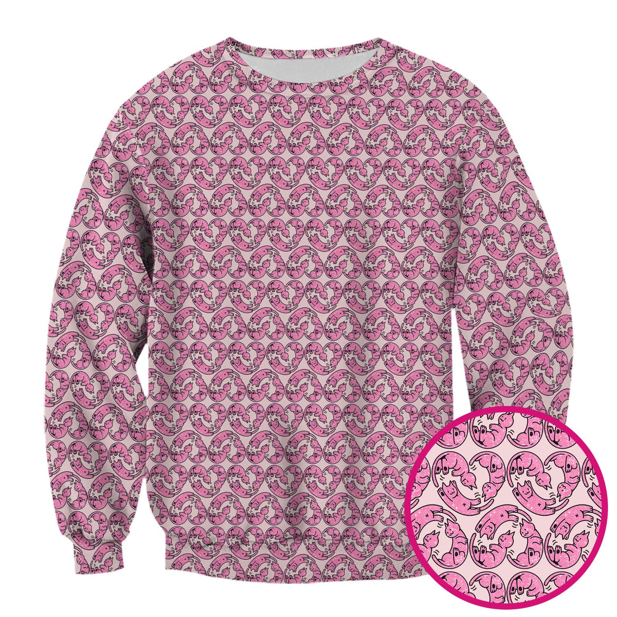 Pink Cat Cartoon Nurse Scrub Top