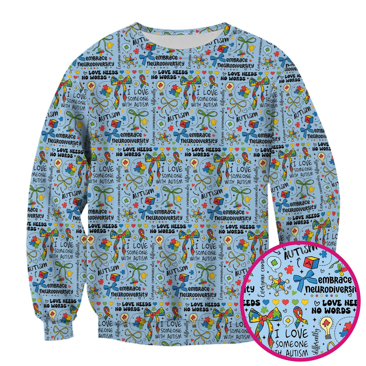 Autism Awareness Puzzle Ribbon Pastel Nurse Scrub Top
