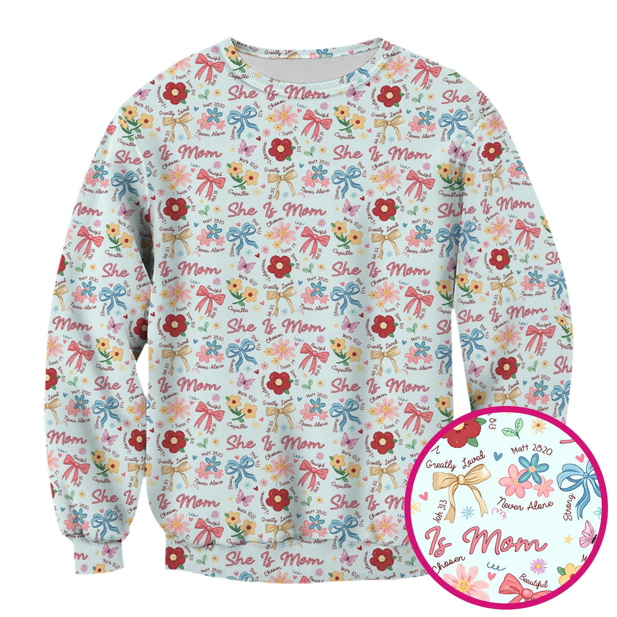 She Is Mom Floral Bow Nurse Scrub Top