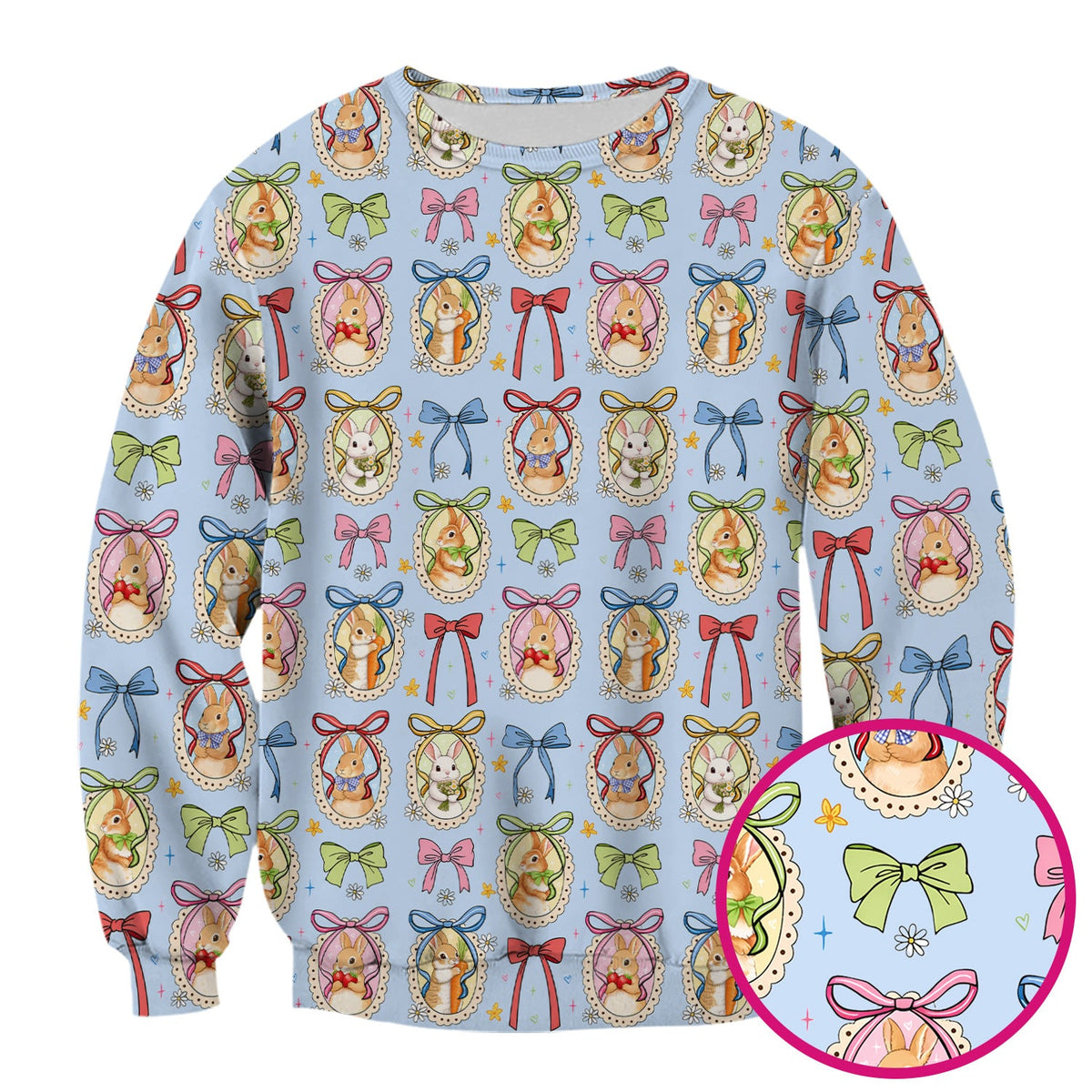 Bunny Cameo Bow Nurse Scrub Top - Easter Gift
