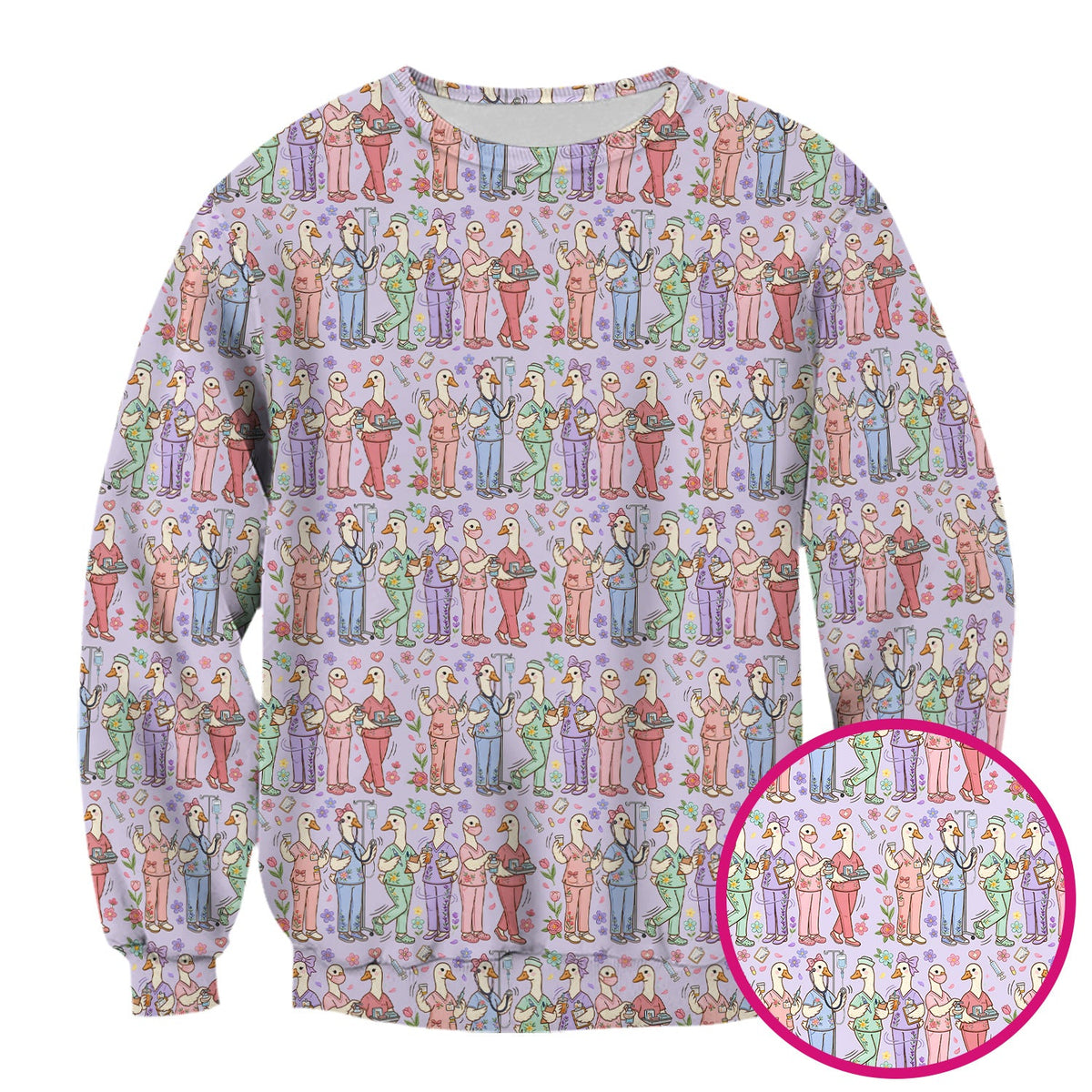 Goose Characters Floral Nurse Scrub Top