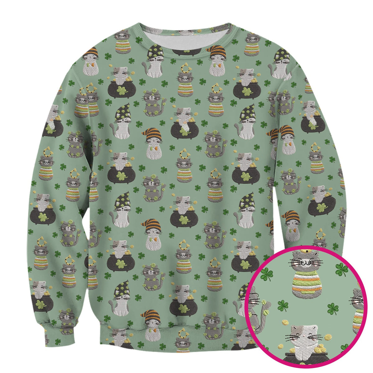 St Patrick Lucky Cat Shamrock Nurse Scrub Top