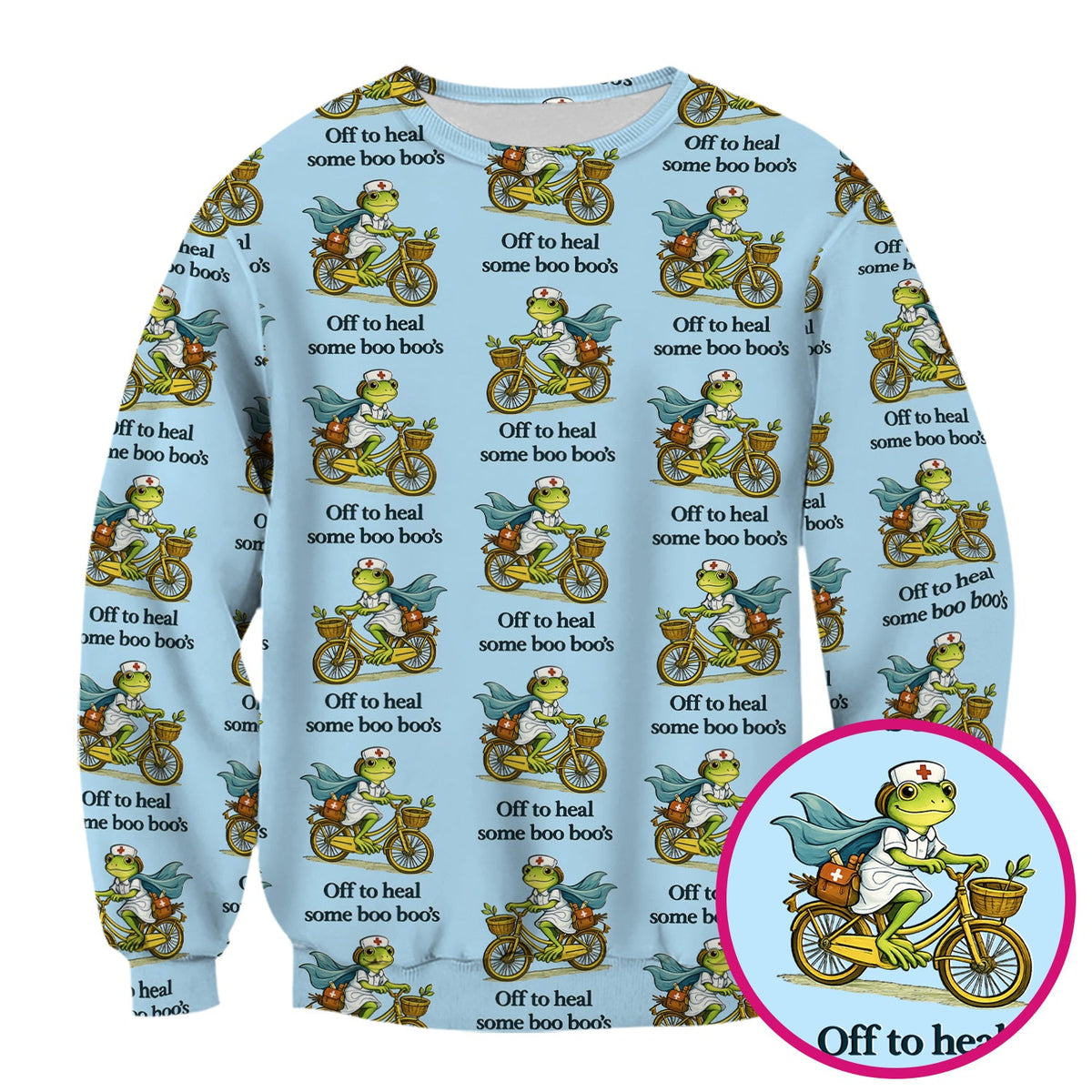 Frog Cycling Nurse Scrub Top
