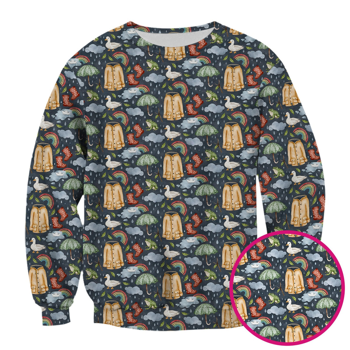 Rainy Day Ducks & Frog Nurse Scrub Top