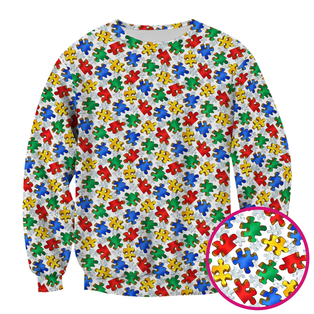 Colorful Autism Puzzle Piece Nurse Scrub Top