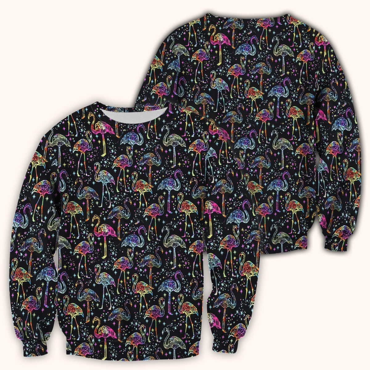 Neon Flamingo Starry Night Nurse Scrub Top