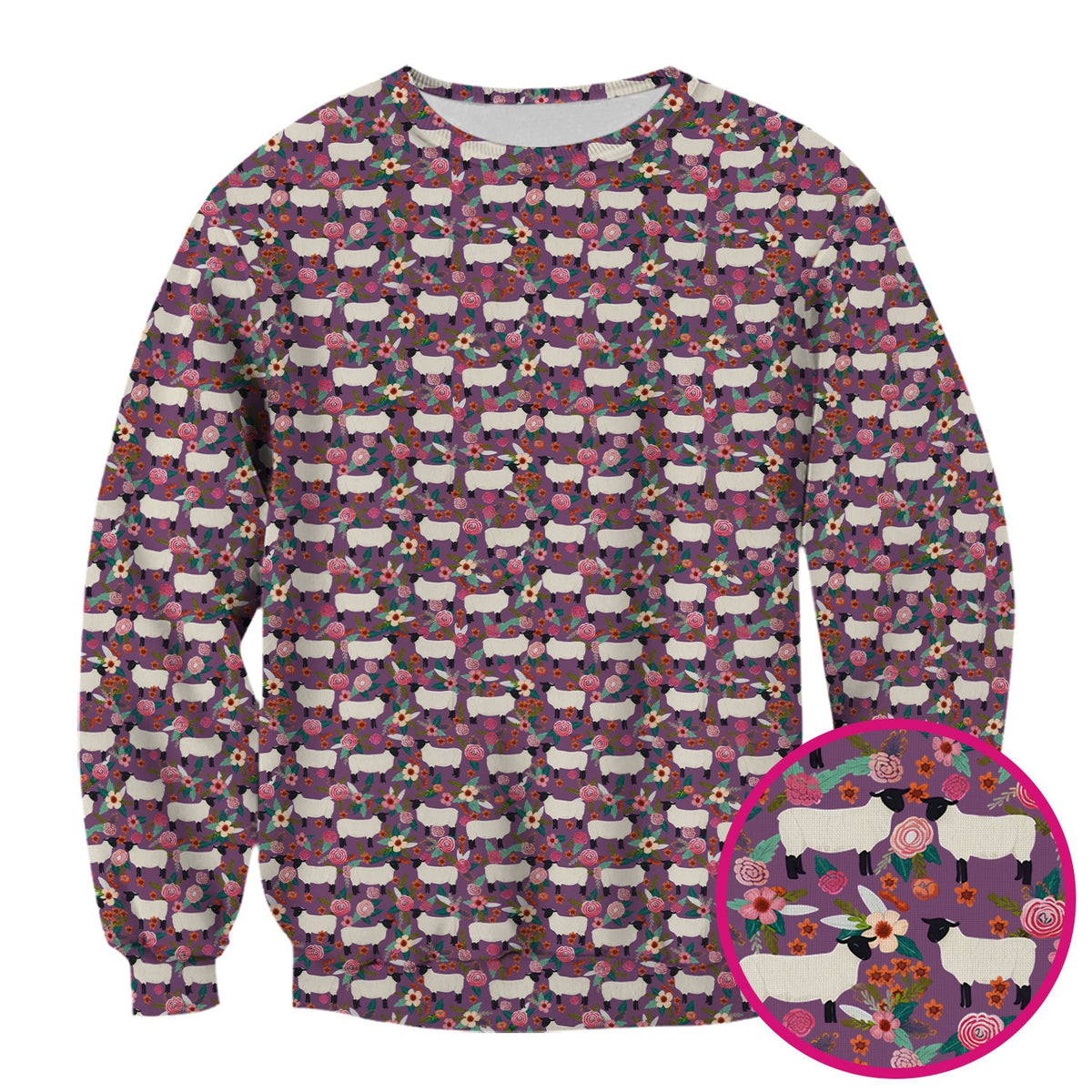 Sheep Floral Meadow Nurse Scrub Top