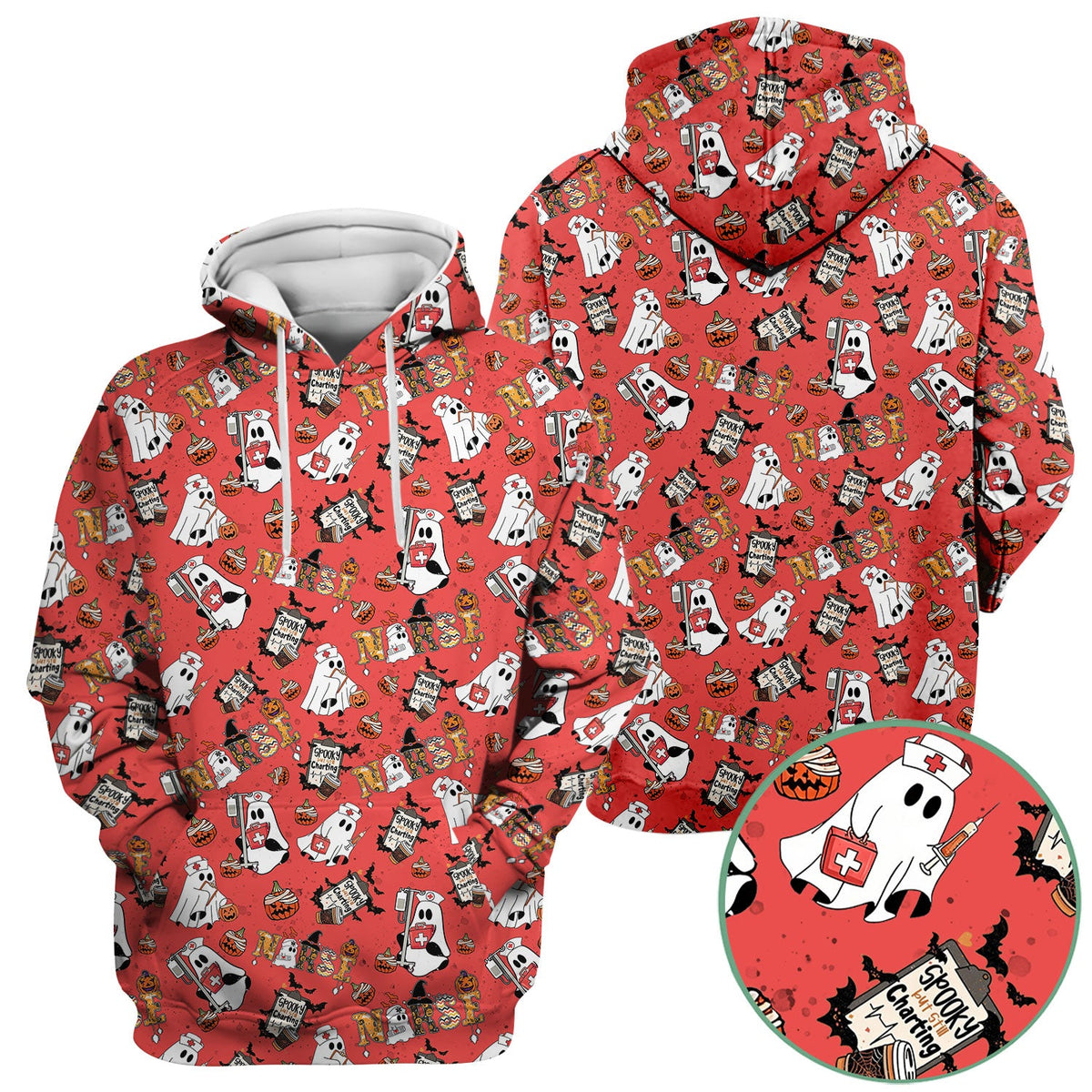 Spooky But Still Charting Nurse Scrub Top - Halloween Gift
