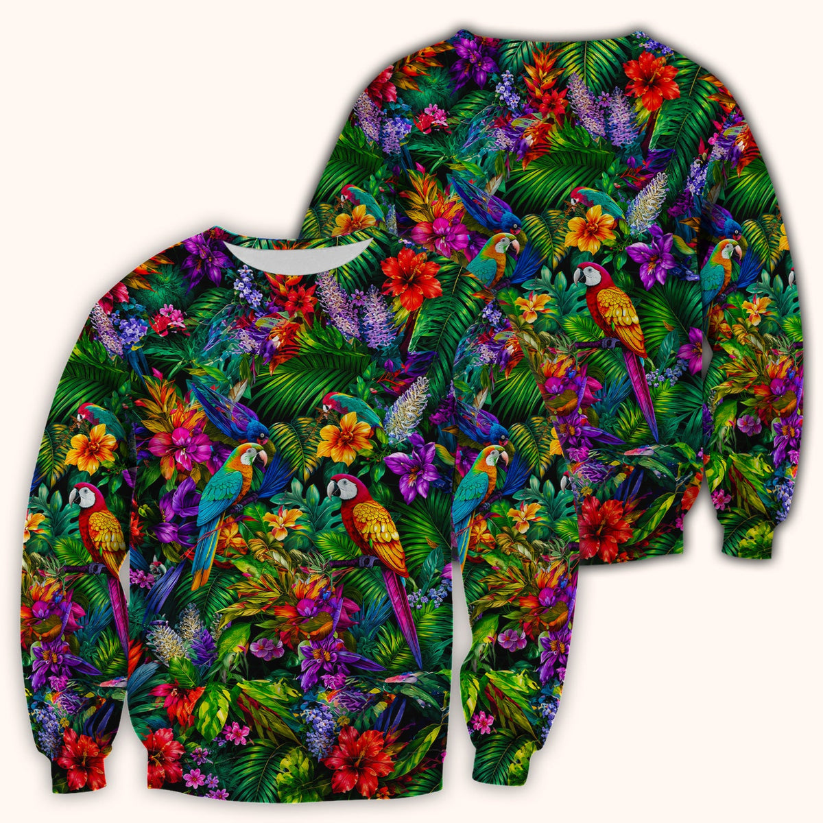 Tropical Parrot Jungle Blossom Nurse Scrub Top