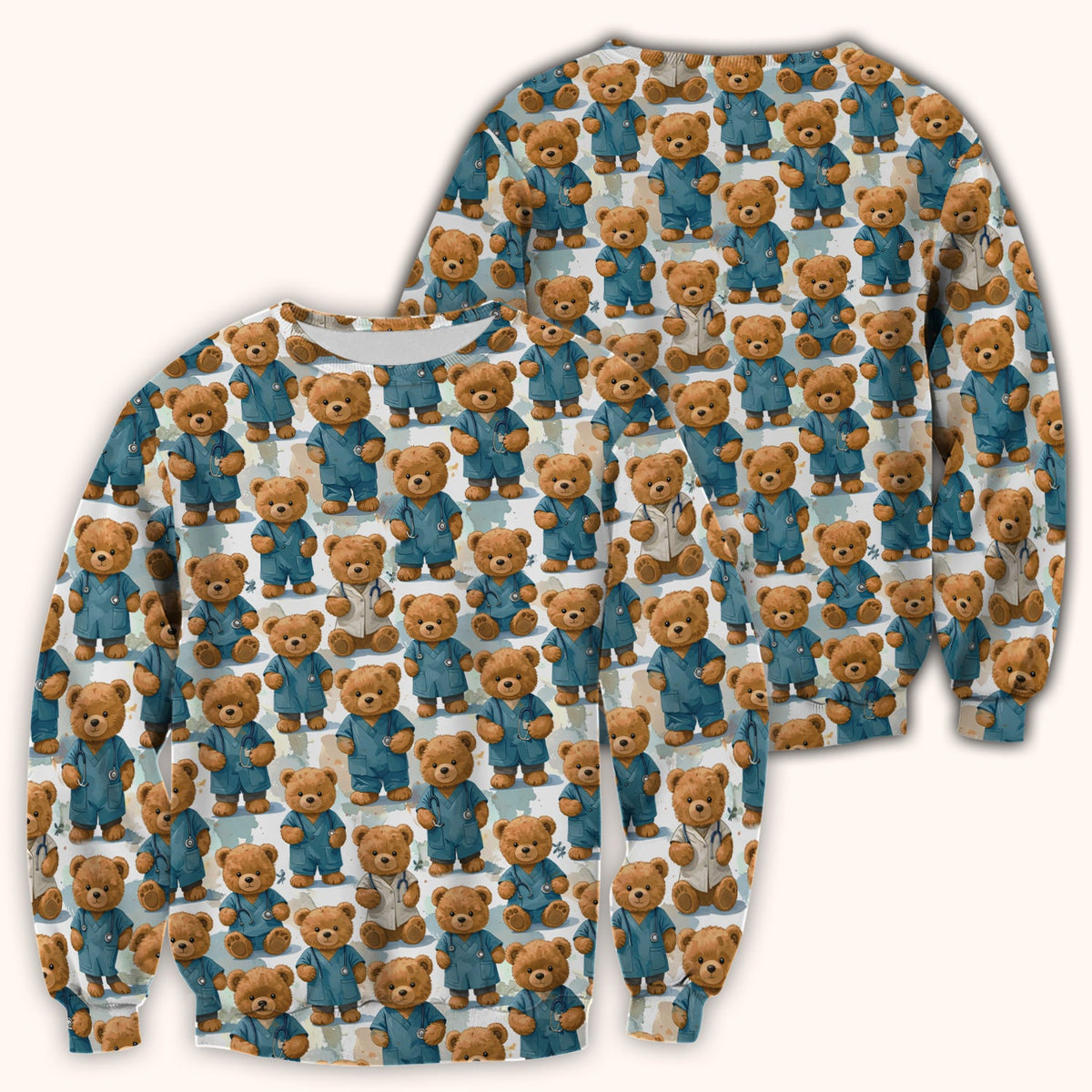 Teddy Bear Doctor Nurse Scrub Top