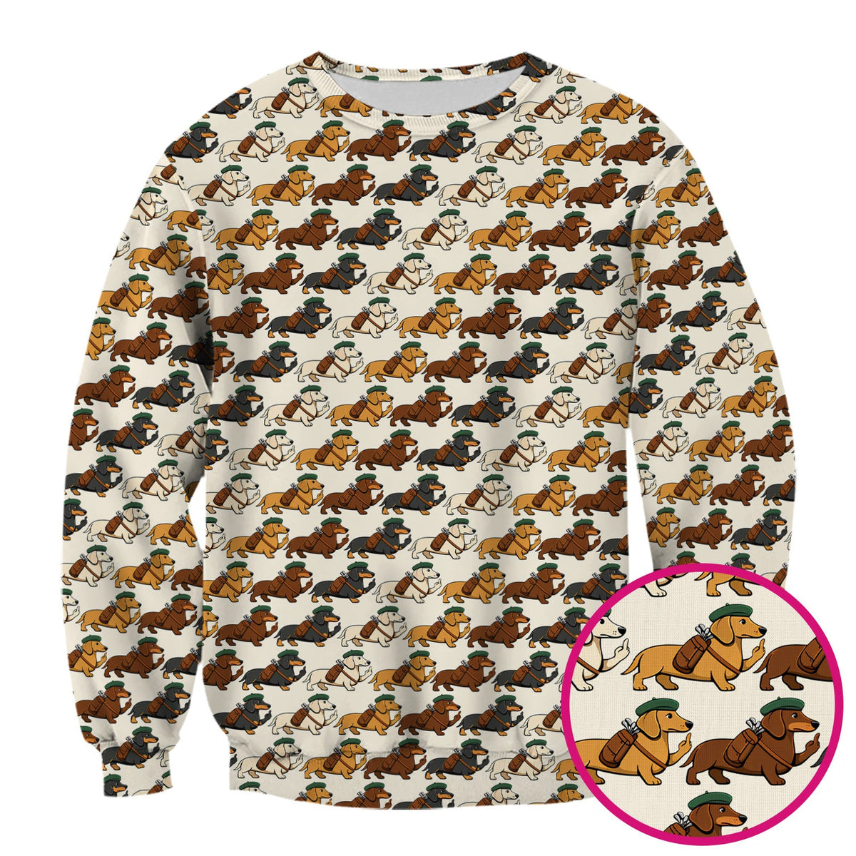 Dachshund Hat And Backpack Nurse Scrub Top