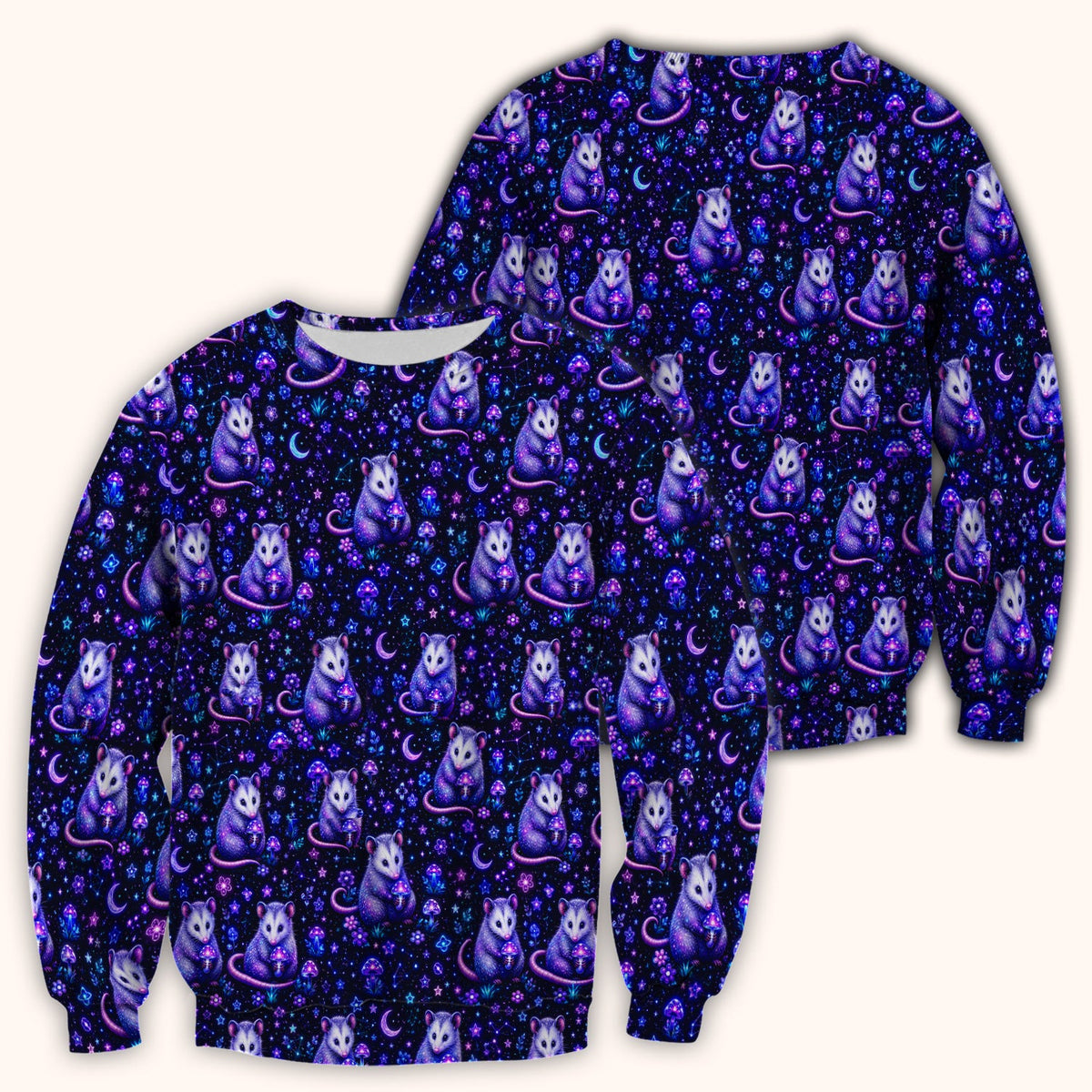 Neon Opossum Mushroom Galaxy Nurse Scrub Top