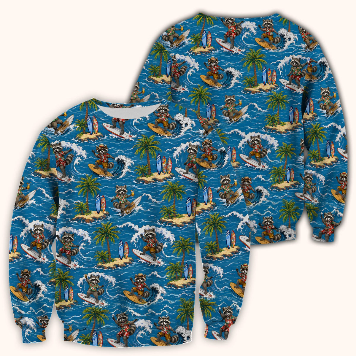 Tropical Surfing Raccoon Island Nurse Scrub Top