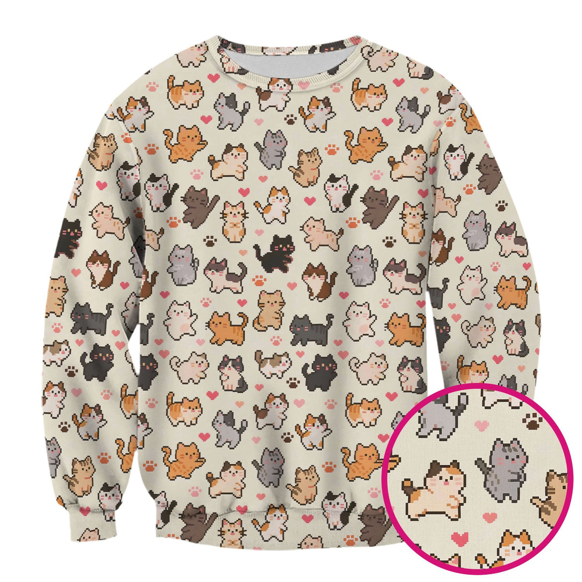 Pixel Cat Heart Paw Nurse Scrub Top
