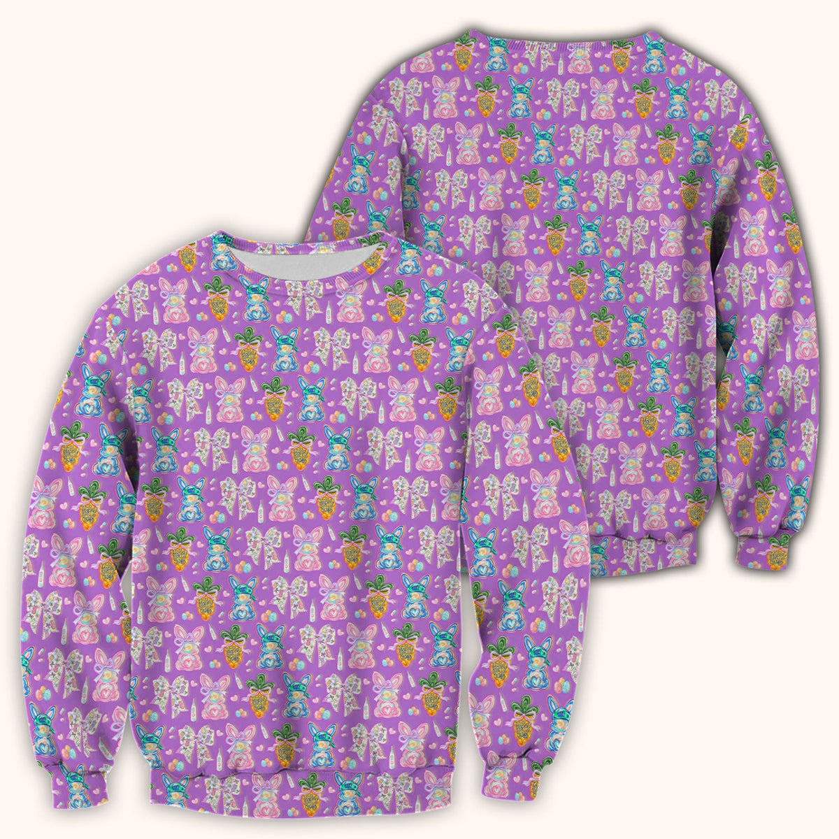 Bunny Carrot Bow Nurse Scrub Top - Easter Gift