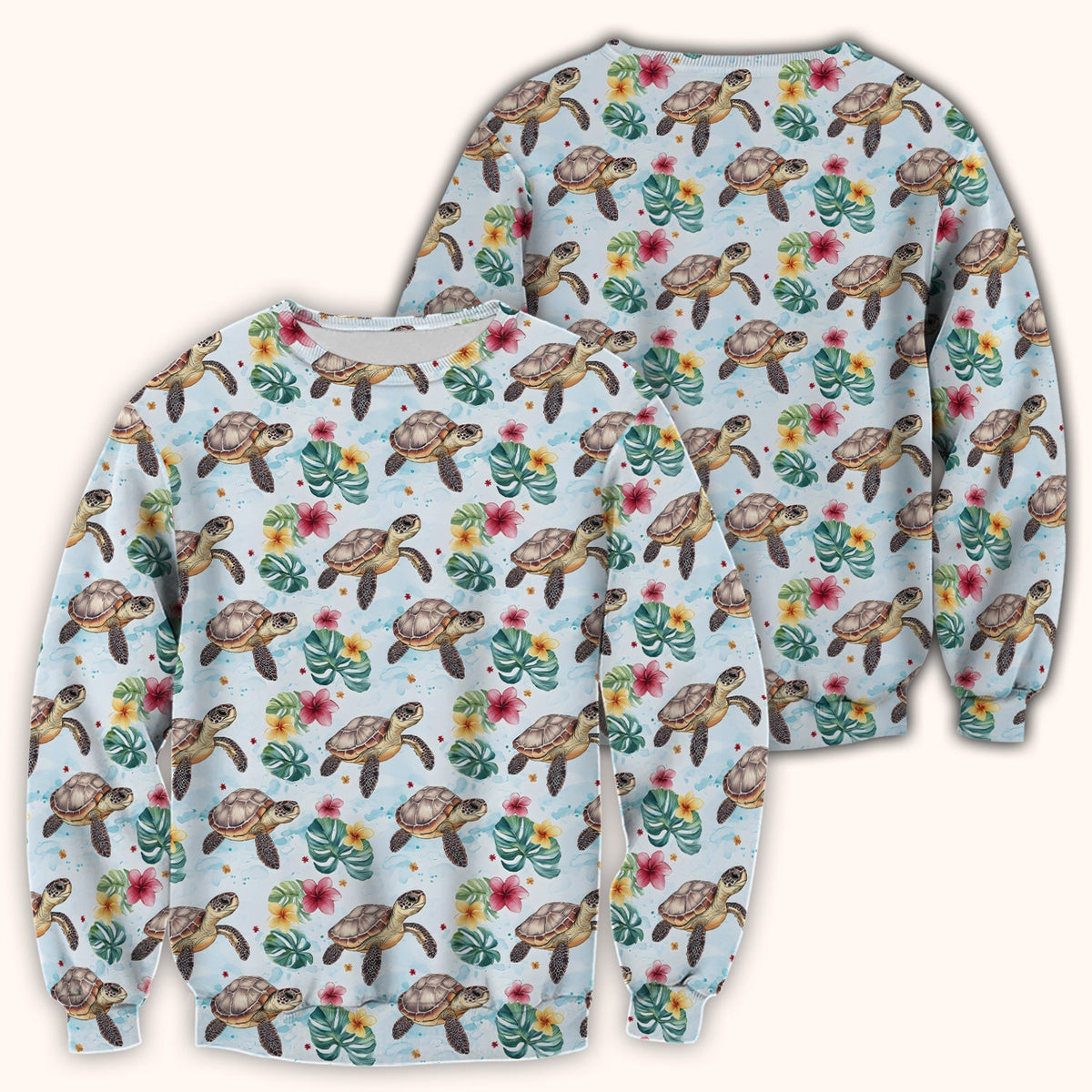 Sea Turtle Tropical Floral Nurse Scrub Top