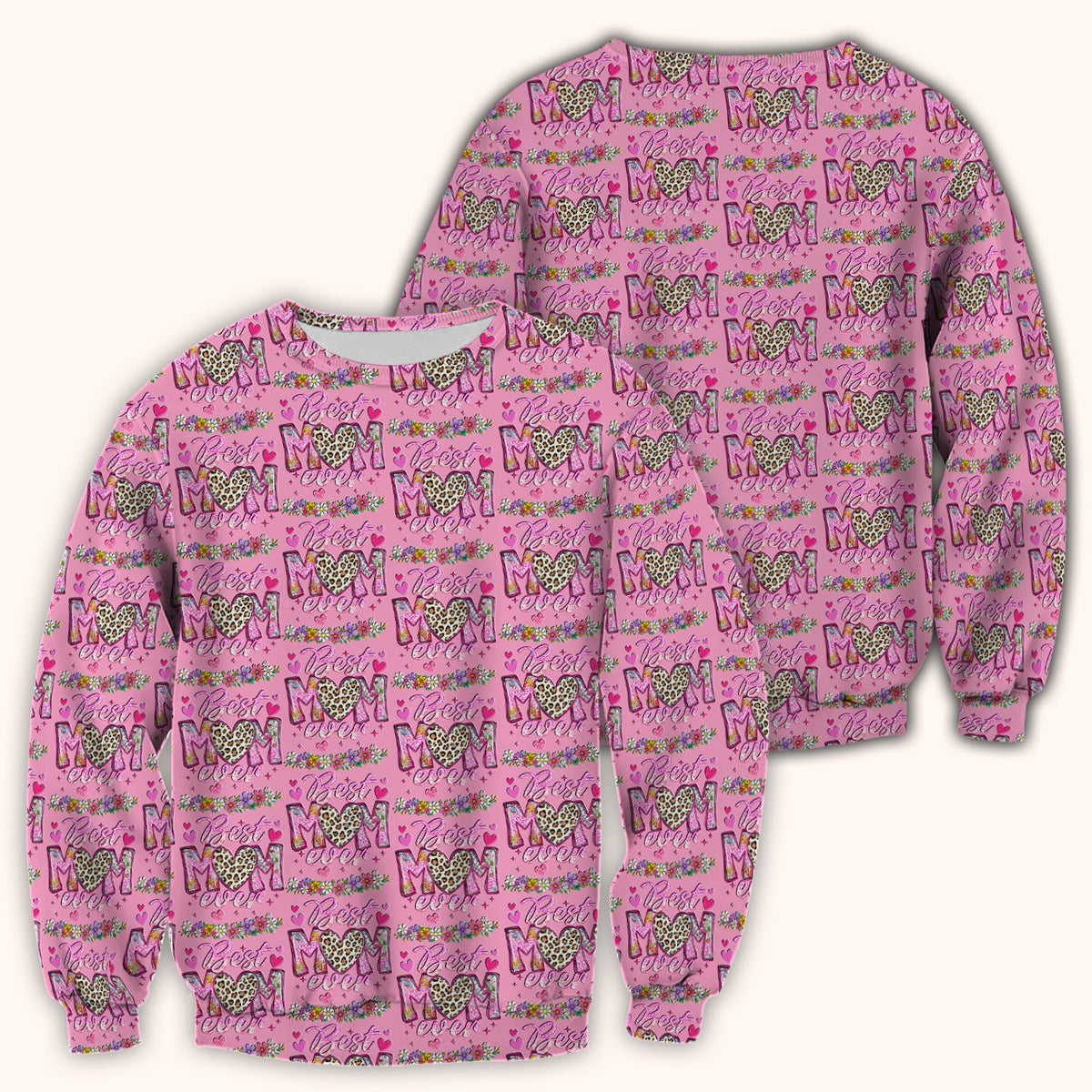 Best Mom Ever Leopard Heart Nurse Scrub Top