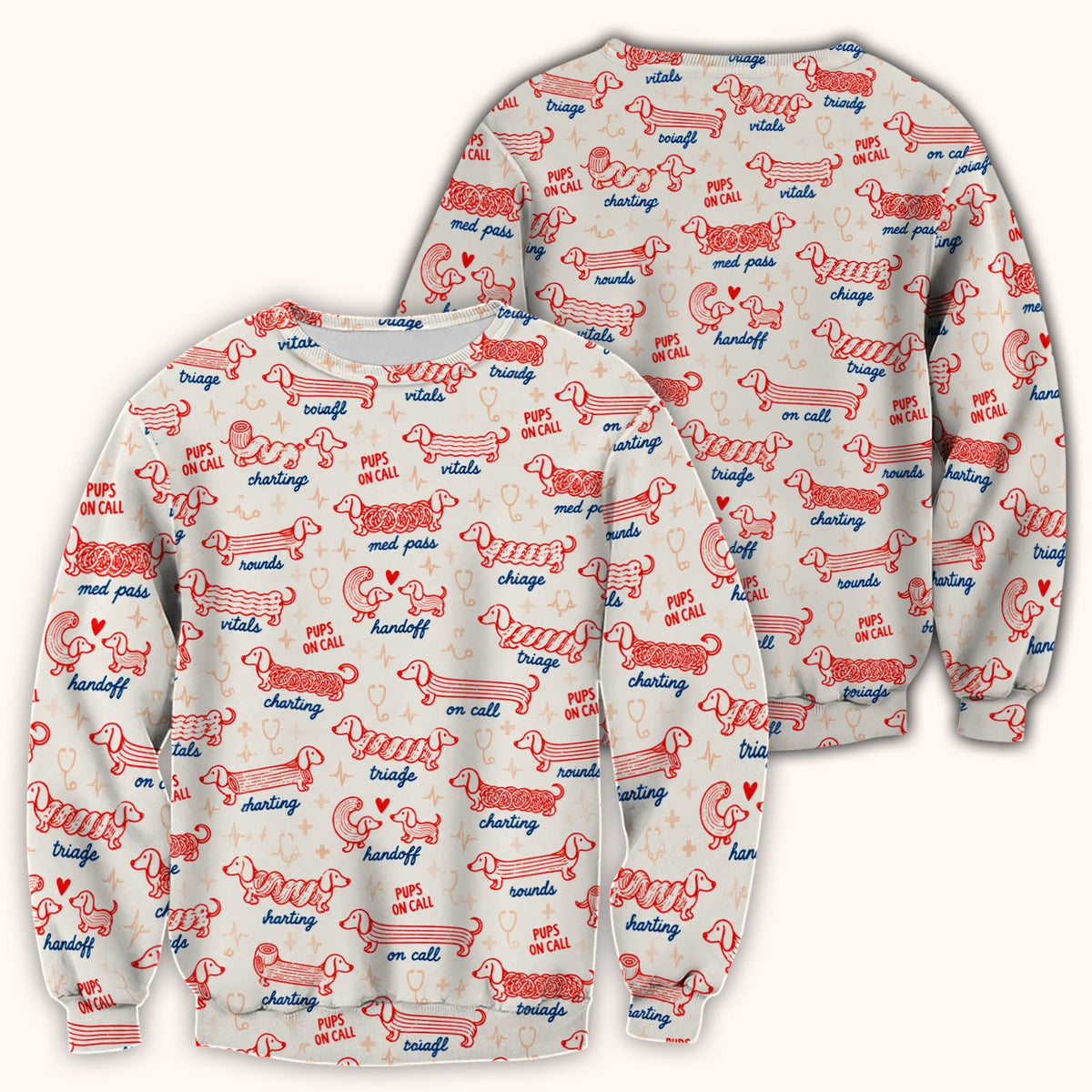 Pups On Call Dachshund Nurse Scrub Top