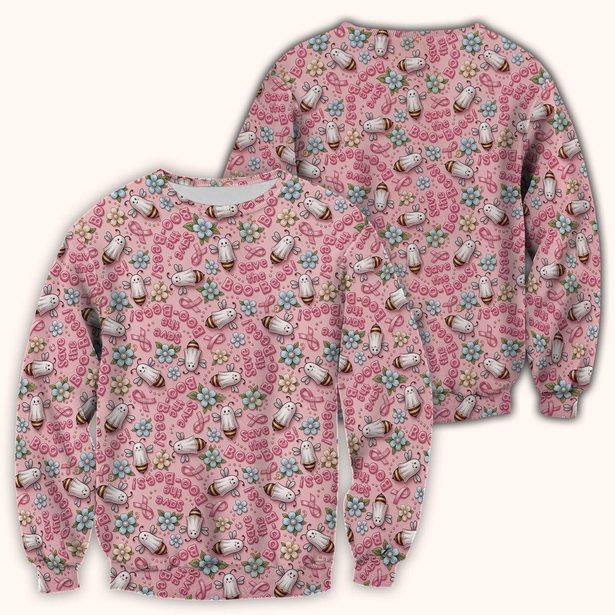 Save The Boo-Bees Ribbon Nurse Scrub Top