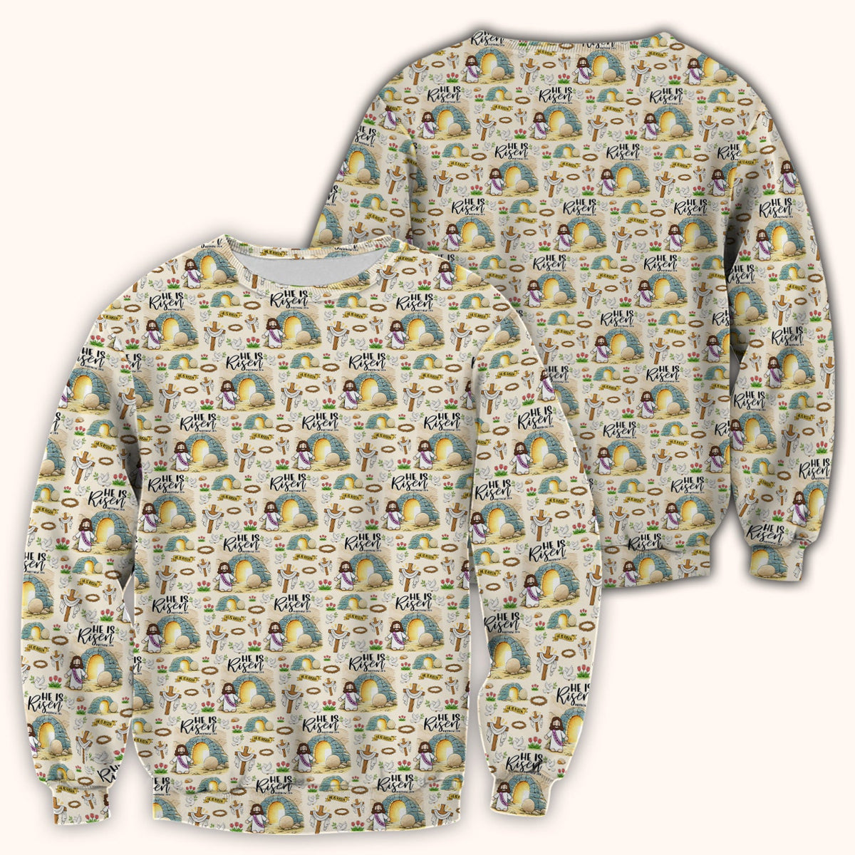 Easter He Is Risen Resurrection Nurse Scrub Top