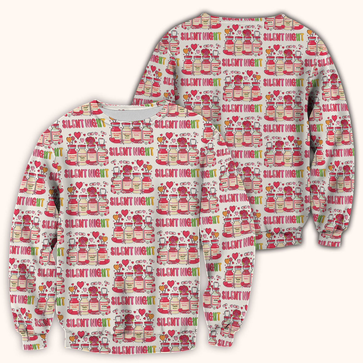 Valentine Silent Night Love Nurse Scrub Top
