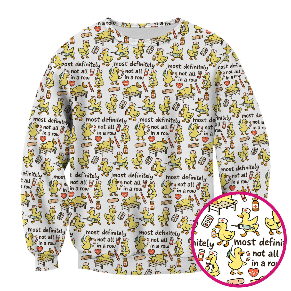 Funny Nurse Duck Medical Humor Pattern Scrub Top, Comfortable Scrubs for Nurses