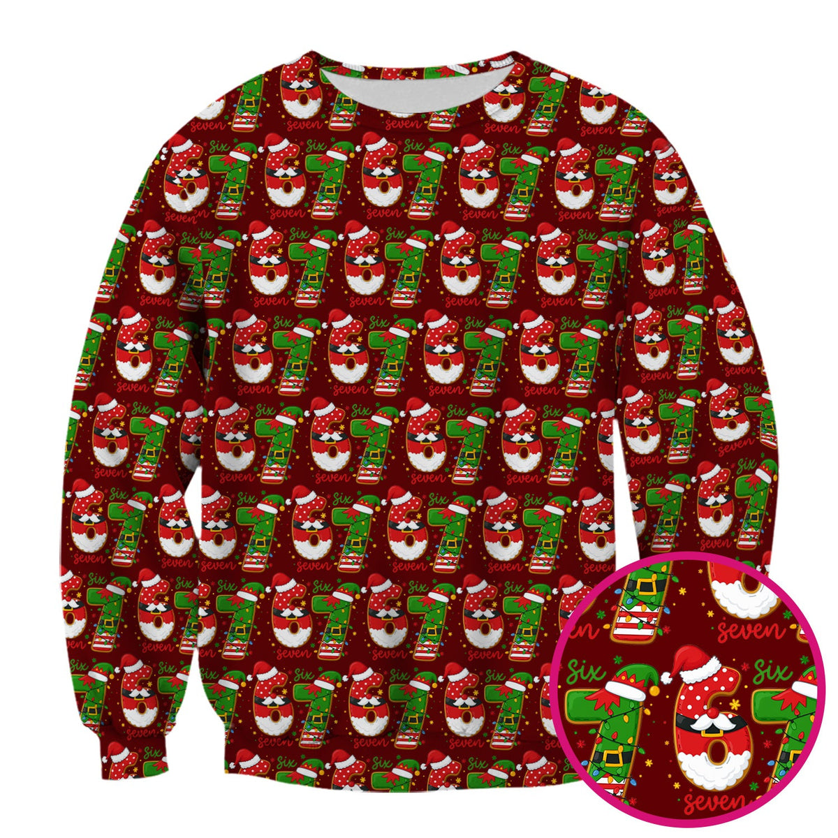 Christmas 67 Pattern Scrub Top, Festive Holiday Medical Uniform Shirt For Nursing