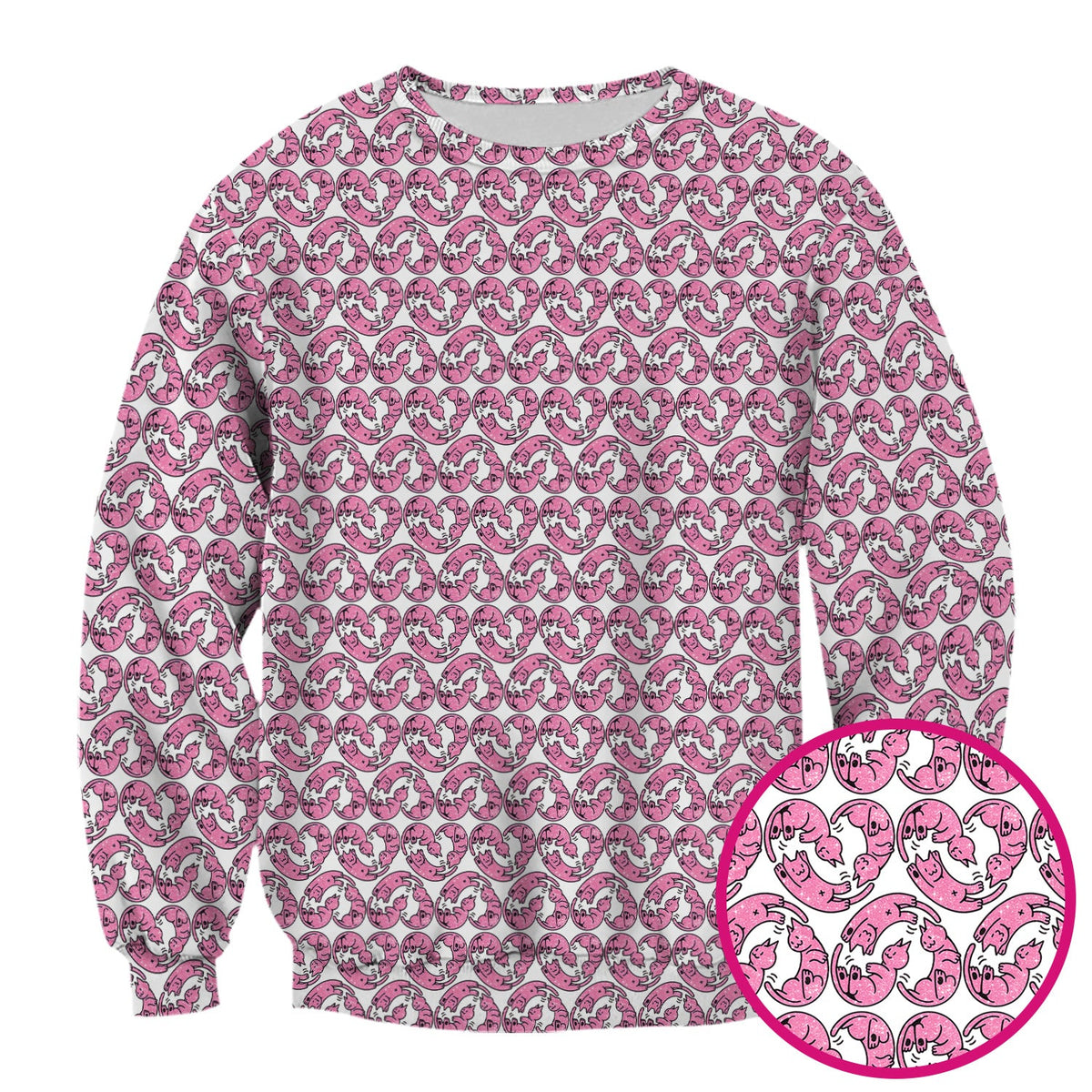 Pink Cat Cartoon Nurse Scrub Top