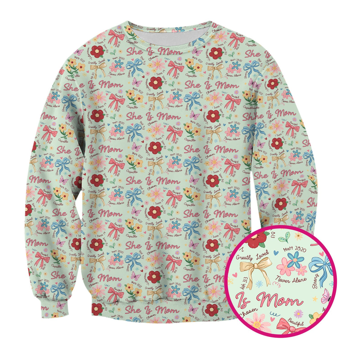 She Is Mom Floral Bow Nurse Scrub Top