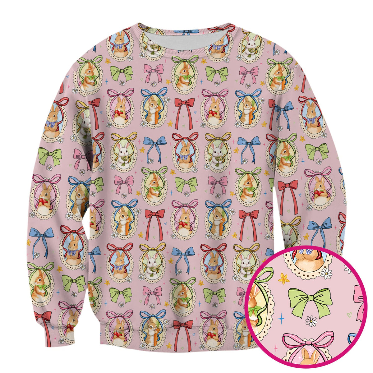 Bunny Cameo Bow Nurse Scrub Top - Easter Gift