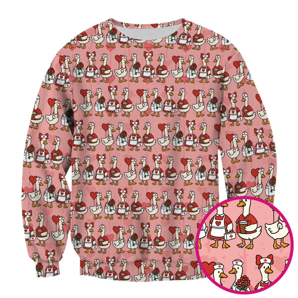 Valentine Nurse Goose Scrub Top