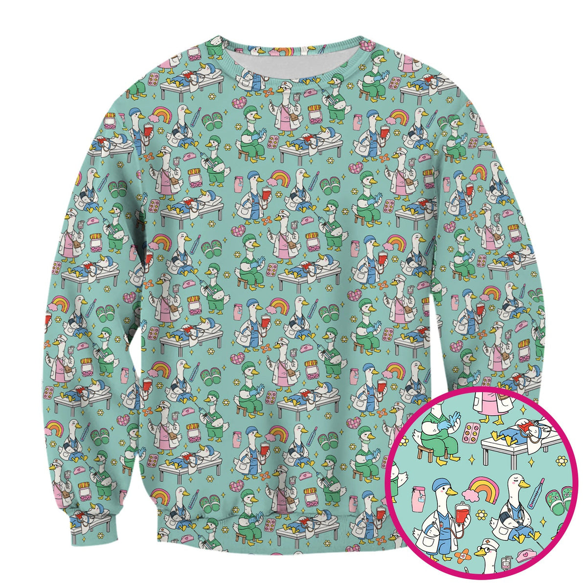 Duck Medical Doodle Nurse Scrub Top