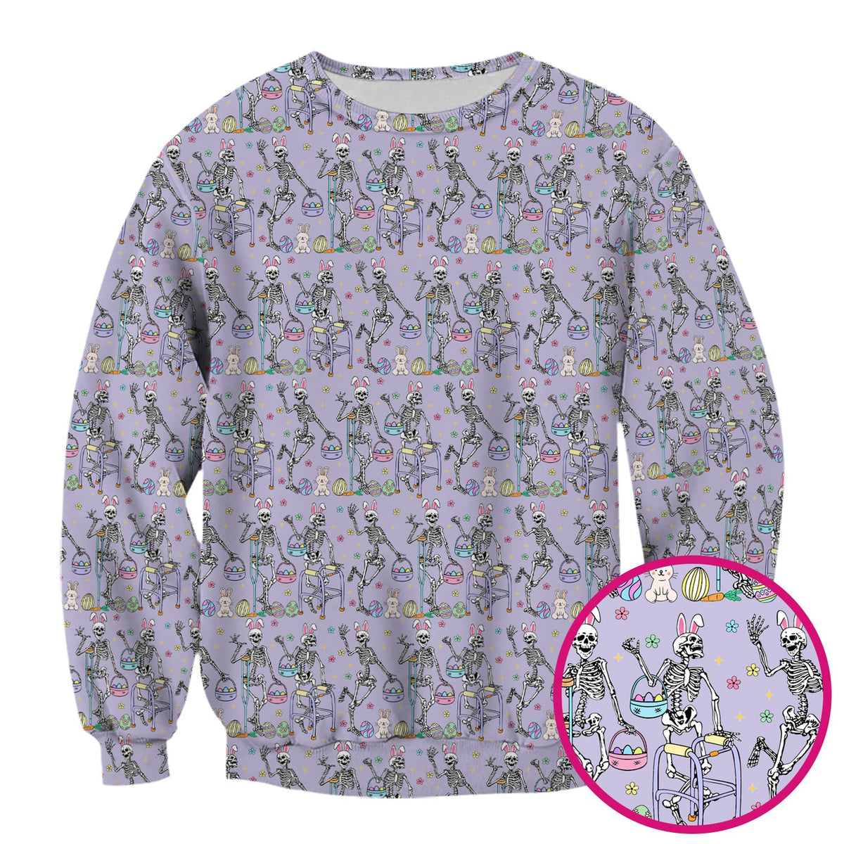 Fun Skeleton Bunny Nurse Scrub Top - Easter Gift