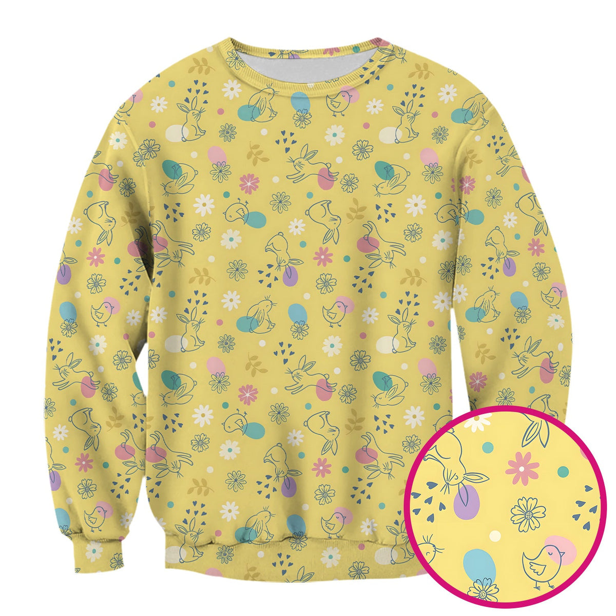 Whimsical Easter Bunny Eggs Nurse Scrub Top