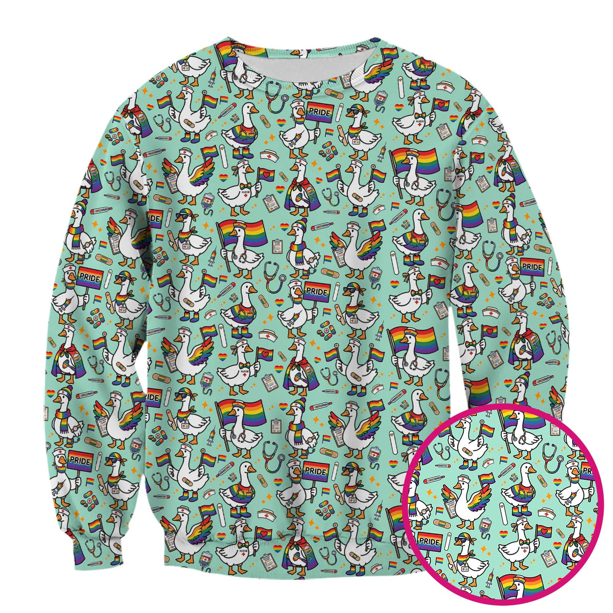LGBT Pride Nurse Duck Scrub Top