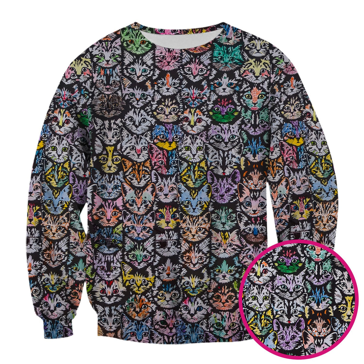 Colorful Cat Faces Nurse Scrub Top