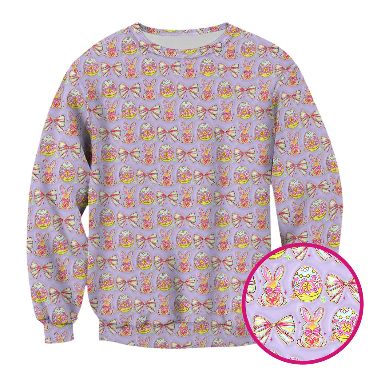 Bunny Pastel Egg Bow Nurse Scrub Top - Easter Gift