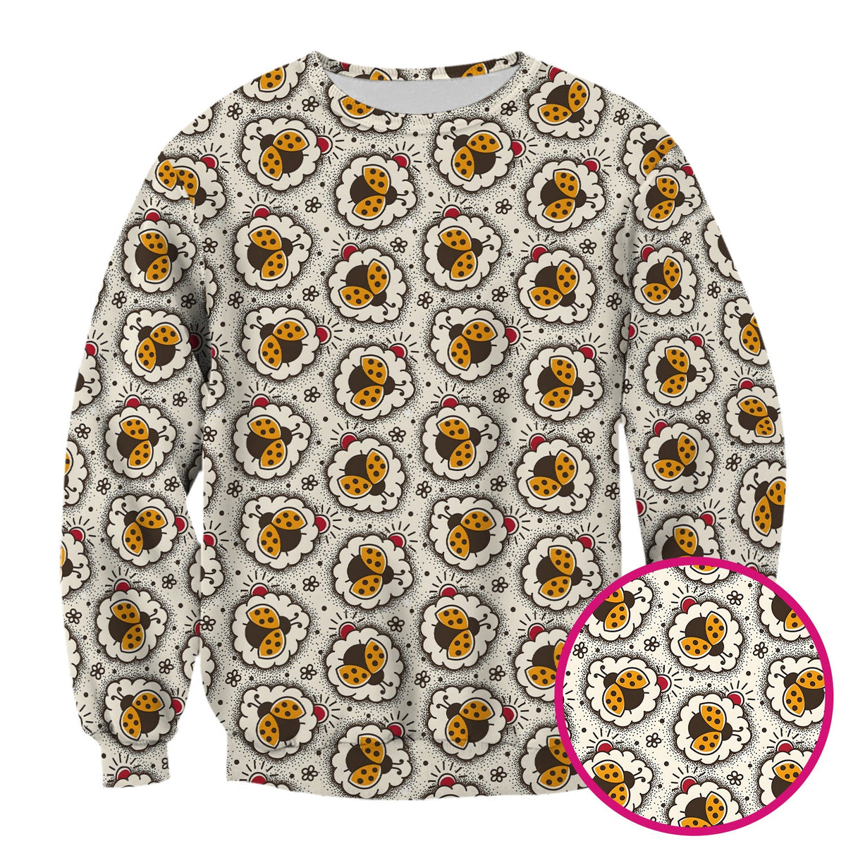 Ladybug Floral Frame Nurse Scrub Top
