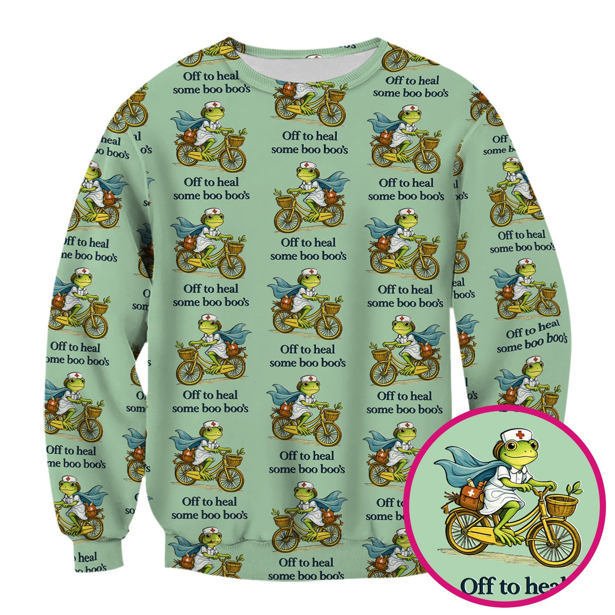 Frog Cycling Nurse Scrub Top