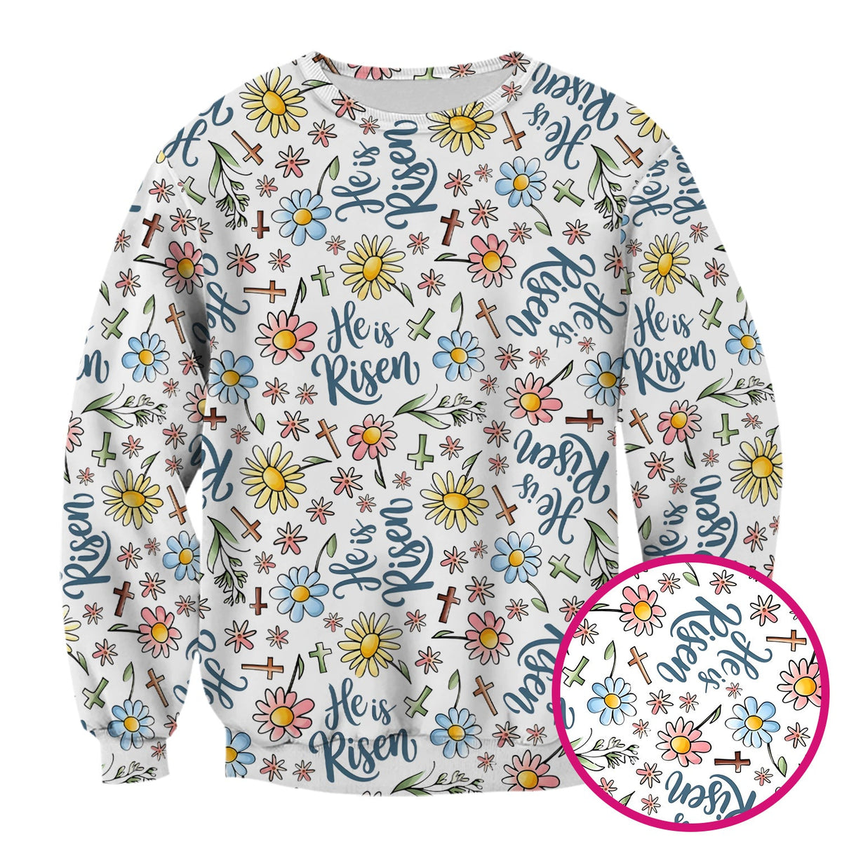 Risen Cross Flower Nurse Scrub Top - Easter Gift