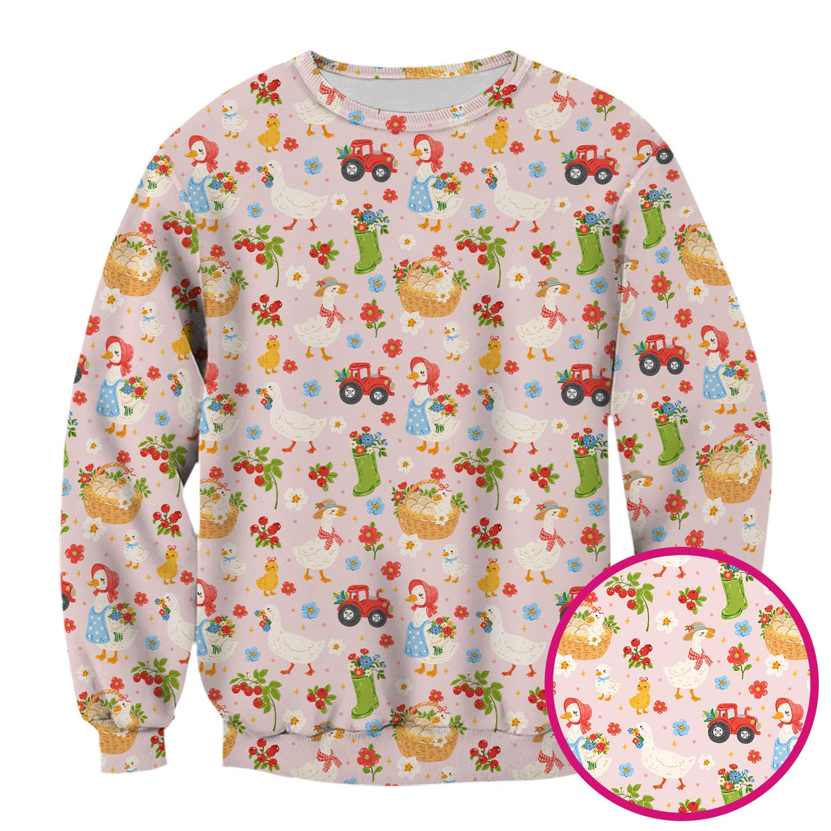 Farm Duck Chicken Tractor Flower Basket Nurse Scrub Top