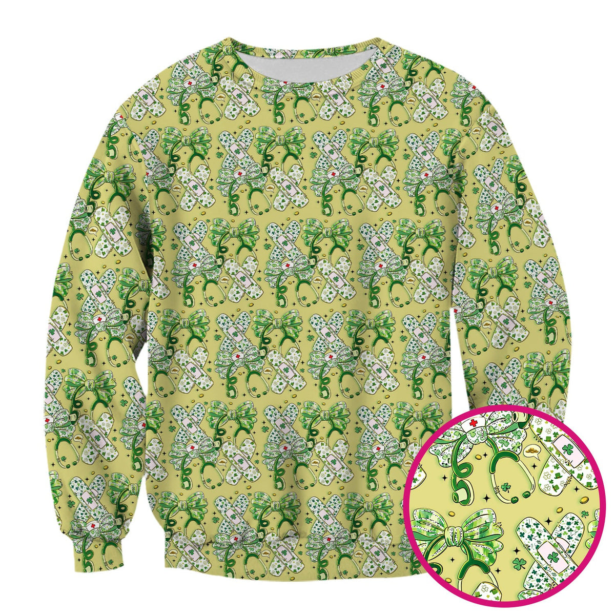 St Patrick Shamrock Stethoscope Nurse Scrub Top