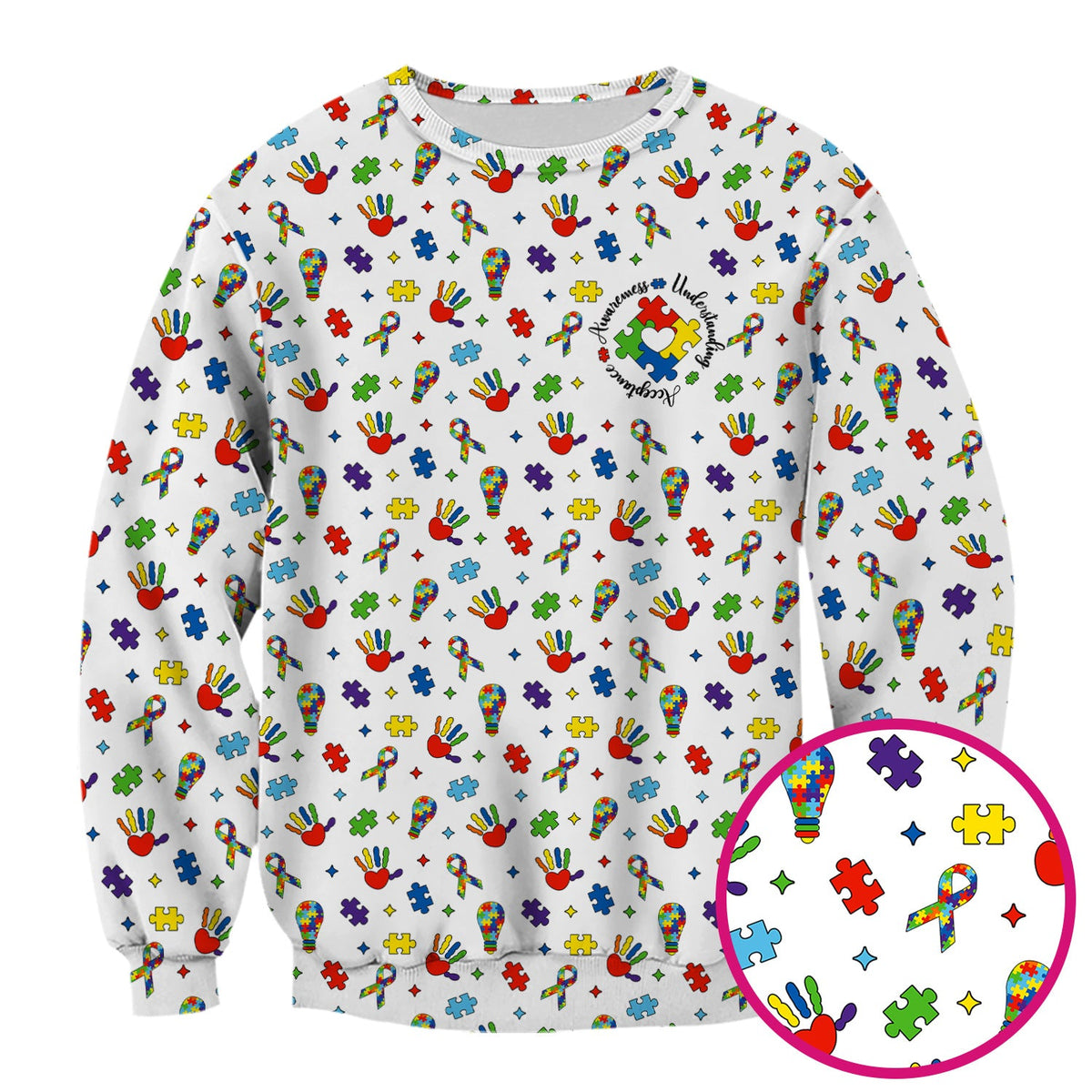Autism Awareness Colorful Puzzle Nurse Scrub Top