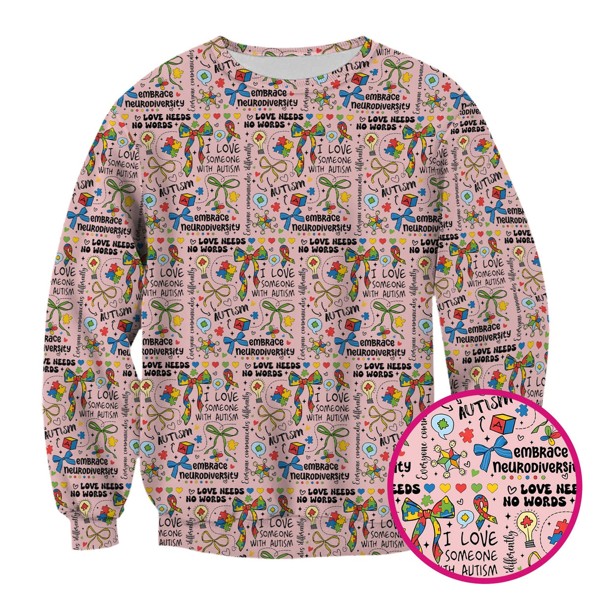 Autism Awareness Puzzle Ribbon Pastel Nurse Scrub Top