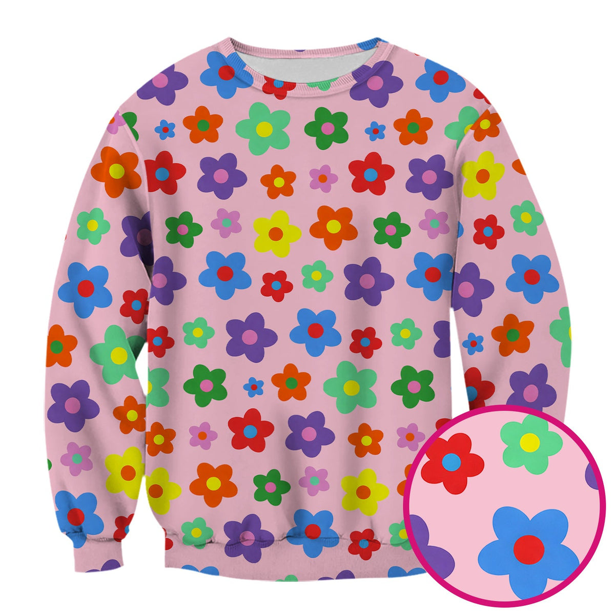 Colorful Retro Flower Nurse Scrub Top