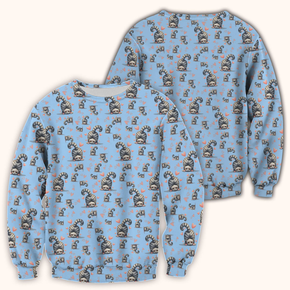 Valentine Cute Cat Scrub Top, Cat Heart Pattern Nurse Uniform, Comfortable Scrubs For Nurses